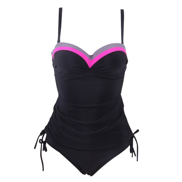 TCBSG 2019 Newest Push Up Sexy Tankini Plus Size One Piece Swimsuit Underwire Swimwear Women Summer Vintage Bathing Suits XXXL