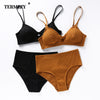 Image of TERMEZY High Quality Cotton Underwear Set Fashion Striped Bra Set Noble Girl Lingerie Set Push Up Bra Sexy Bra And Panty Sets