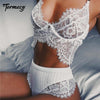 Image of TERMEZY New Lace Sexy Bra Set Push Up Seamless Lingerie Set Women Transparent Bra and High Waist Panties Soft Underwear Set