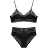 Image of TERMEZY New Sexy Velvet Bra set Luxury Lace Trim Underwear Women Lingerie thin cotton Cup brassiere High Waist Lace Panties Set