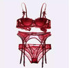 Image of TERMEZY New plus size bra women sexy bra set intimates embroidery Underwear half cup lingerie black panty with Garters Sets