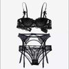 Image of TERMEZY New plus size bra women sexy bra set intimates embroidery Underwear half cup lingerie black panty with Garters Sets