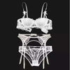 Image of TERMEZY New plus size bra women sexy bra set intimates embroidery Underwear half cup lingerie black panty with Garters Sets