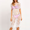 Image of TOKITIND Summer Women Sexy Swimsuit Lace Crochet Bikini Cover Up Swimwear Beach Dress Pareo Beach Tunic Cover ups Capes Dress