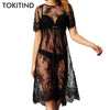 Image of TOKITIND Summer Women Sexy Swimsuit Lace Crochet Bikini Cover Up Swimwear Beach Dress Pareo Beach Tunic Cover ups Capes Dress