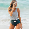 Image of Transparent One Piece Swimsuit Classic Women Sexy Swimwear Vintage Lily Flower Brand Bodysuit Monokini Black Bath Suit Beachwear