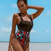 Image of Transparent One Piece Swimsuit Classic Women Sexy Swimwear Vintage Lily Flower Brand Bodysuit Monokini Black Bath Suit Beachwear