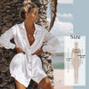 Image of Tunic Cover-ups 2020 White Cotton Tunic Beach Mini Dress Summer Women Beachwear Sexy V-Neck Button Front Swimsuit Cover Up Q744