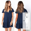 Image of Tunic Cover-ups 2020 White Cotton Tunic Beach Mini Dress Summer Women Beachwear Sexy V-Neck Button Front Swimsuit Cover Up Q744