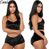 Image of US Fashion Women 2pcs Velvet Sleepwear Sexy Spaghetti Strap Velvet Shorts Pajama Set Ladies Sleepwear female Pajama Party Set