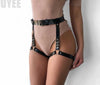 Image of UYEE Sexy Harajuku Leather Harness Punk Gothic Bow Garter Belt Leg Ring Stocking Suspenders Straps Detachable Leg Harness LP-056