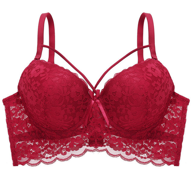Ultra Thin Lace Fly Bra Female Brassiere Lingerie Plus Size C D Cup Push Up Seamless Comfortable Full Coverage Unlined Bra 2019