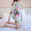 Image of Ultra-thin Silk Female Sexy Chiffon Printed Floral Pajamas Sexy Temptation Nightwear Underwear Japanese Kimono Lingerie Uniform