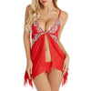 Image of V Neck Lace Visible Mesh Lingerie Babydoll Nightgown With Thong Women Hot Sexy Sleepwear Nightdress Spaghetti Strap Sleepdress#W