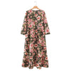 Image of Vadim women dots print maxi dress pleated three quarter sleeve female casual straight dresses chic ankle length vestidos QB260