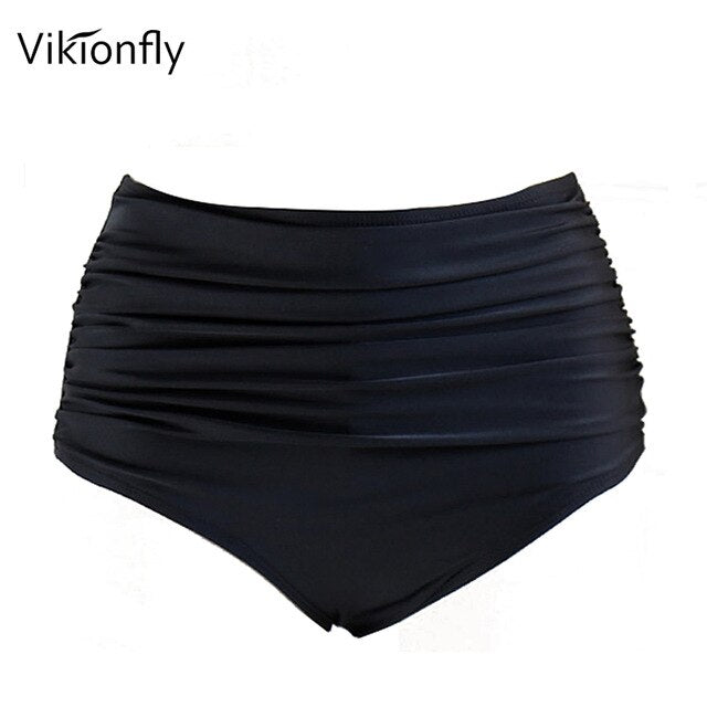 Vikionfly 3XL High Waisted Bikini Bottoms Plus Size Swim Shorts Women Swimsuit Bathing Suit Swimwear Panties Black Yellow 3XL