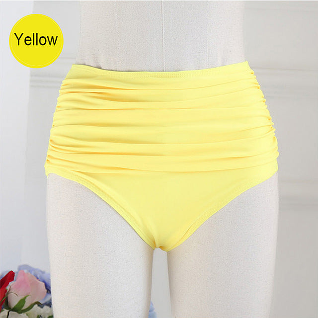 Vikionfly 3XL High Waisted Bikini Bottoms Plus Size Swim Shorts Women Swimsuit Bathing Suit Swimwear Panties Black Yellow 3XL