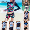 Image of Vikionfly Large Tankini Swimsuits Women Plus Size Swimwear 2019 Long Sleeve Retro High Waist Bathing Suit Swim Suit With Shorts
