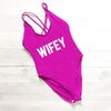 Image of WIFEY Sexy Swimsuit Women Swimwear One Piece Bodysuit Push Up Monokini Halter Cross Bathing Suit Swim Suit Wear Female Beachwear