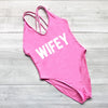 Image of WIFEY Sexy Swimsuit Women Swimwear One Piece Bodysuit Push Up Monokini Halter Cross Bathing Suit Swim Suit Wear Female Beachwear
