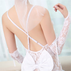 White Wedding Dress Bridal Transparent Romantic Nightgown Exotic Apparel Sexy Costume Selebritee Sexy Lingerie Hot Lace BabyDoll