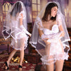 Image of White Wedding Dress Bridal Transparent Romantic Nightgown Exotic Apparel Sexy Costume Selebritee Sexy Lingerie Hot Lace BabyDoll