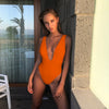 Image of White swimsuit women Push up bathing suit Deep V-neck swimwear women Sexy bodysuit one-piece brazilian bikini