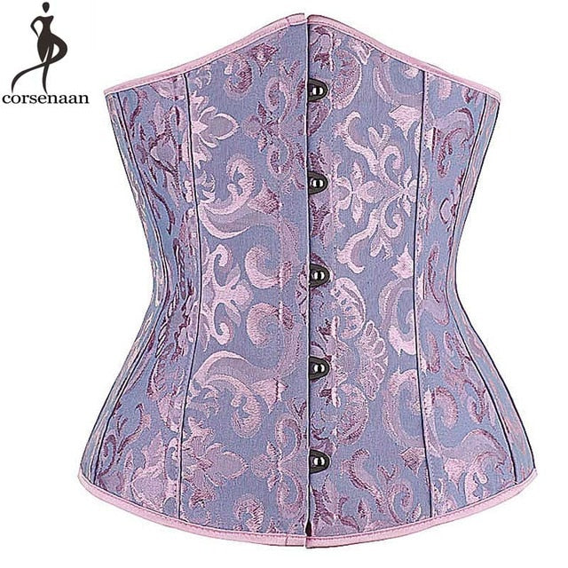 Wholesale Dropshipping Corset Underbust Waisttrainer Gothic Boned Chest Binder Gorset Sexy Femme Floral Plus Size Korsett Women
