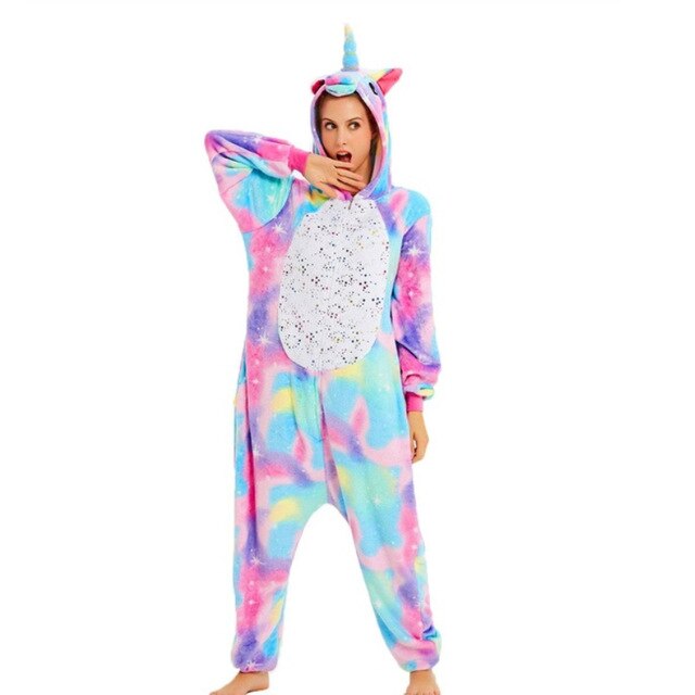 Women Animal Pajamas Flannel Sleep Lounge Adults Sleepwear Cute Unicorn Lemur Tiger Stitch Cartoon Onesies Pyjama Sets