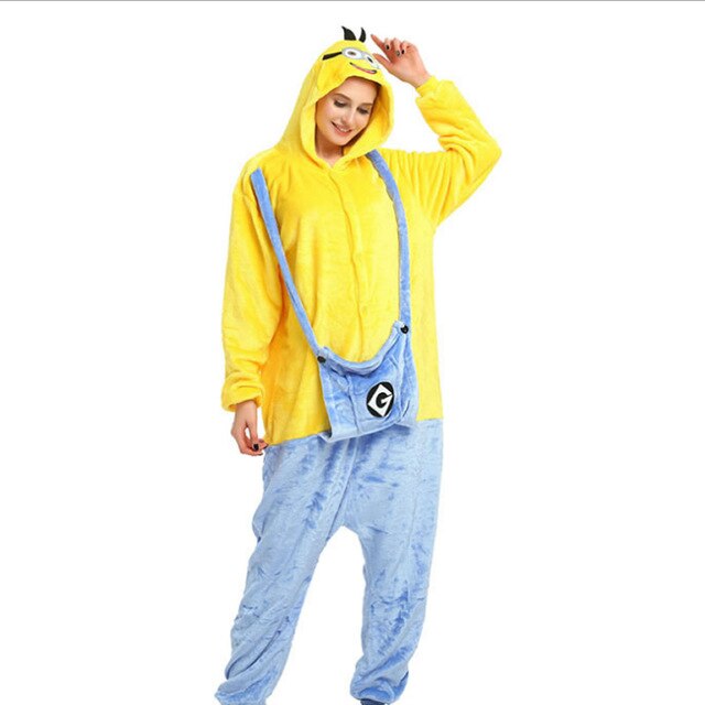 Women Animal Pajamas Flannel Sleep Lounge Adults Sleepwear Cute Unicorn Lemur Tiger Stitch Cartoon Onesies Pyjama Sets