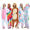 Image of Women Animal Pajamas Flannel Sleep Lounge Adults Sleepwear Cute Unicorn Lemur Tiger Stitch Cartoon Onesies Pyjama Sets