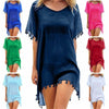 Image of Women Beach Cover Up Lace Hollow Crochet Swimsuit Beach Dress Women 2020 Summer Cover-Ups Bathing Suit Ladies Beach Wear Tunic