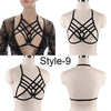 Image of Women Black Body Harness Fetish Wear Cage Bra Open Chest Harness Harajuku Gothic Style Crop Top Bondage Lingerie Garter Belt