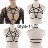 Image of Women Black Body Harness Fetish Wear Cage Bra Open Chest Harness Harajuku Gothic Style Crop Top Bondage Lingerie Garter Belt