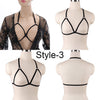 Image of Women Black Body Harness Fetish Wear Cage Bra Open Chest Harness Harajuku Gothic Style Crop Top Bondage Lingerie Garter Belt