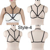 Image of Women Black Body Harness Fetish Wear Cage Bra Open Chest Harness Harajuku Gothic Style Crop Top Bondage Lingerie Garter Belt