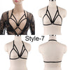 Image of Women Black Body Harness Fetish Wear Cage Bra Open Chest Harness Harajuku Gothic Style Crop Top Bondage Lingerie Garter Belt