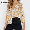 Image of Women Blouses Chain Print Summer Leisure Blouse Turn Down Collar Office Shirts Loose Casual Tops Blusas Chemise femme Plus Size