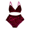 Image of Women Bra Brief Set Push Up Bra Velvet Intimates Sexy Lingerie Set Underwear High Waist Panties Soft Lingerie Bra and Briefs Set