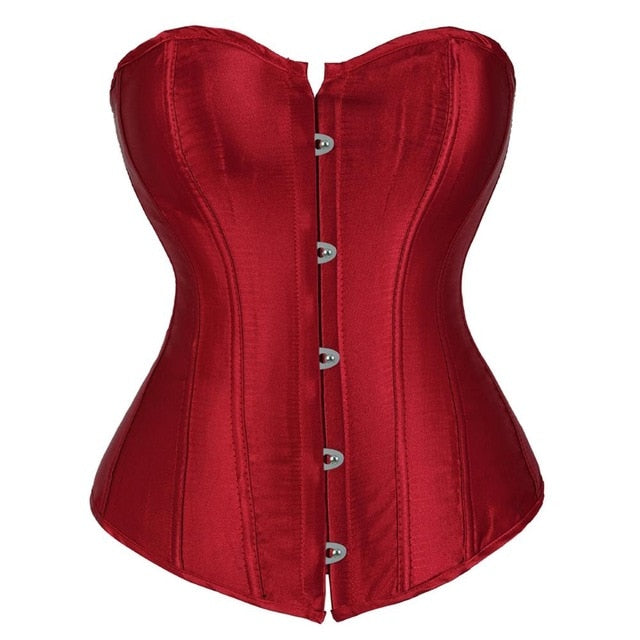 Women Corset Sexy Slim Burlesque Satin Body Shaper Strapless Overbust Plus Size Corset and Bustier