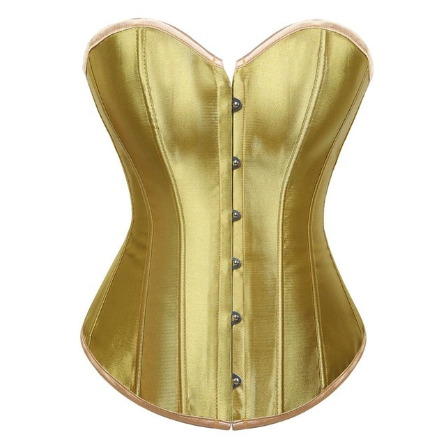 Women Corset Sexy Slim Burlesque Satin Body Shaper Strapless Overbust Plus Size Corset and Bustier