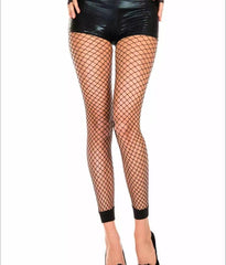 Women Footless Tights Black Fishnet Floral Pantyhose Size UK 8-14