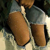 Image of Women High Waist Diamond Fishnet Tights with Crystal Rhinestone Mesh Pantyhose Lady Net Glitter Stockings Sparkle Rave