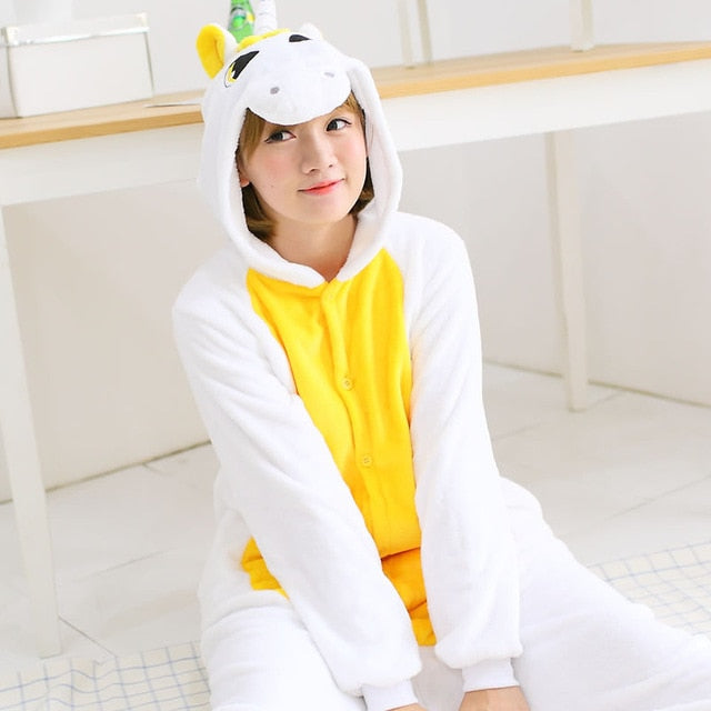 Women Kigurumi Unicorn Pajamas Sets Flannel Cute Animal Pajamas kits Women Winter unicornio Nightie Pyjamas Sleepwear Homewear