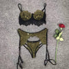 Image of Women Lace Ensemble Soutien Gorge Culotte Sexy Lingerie Straps Bra and Panty Garter Set Underwear Babydoll Lenceria Mujer