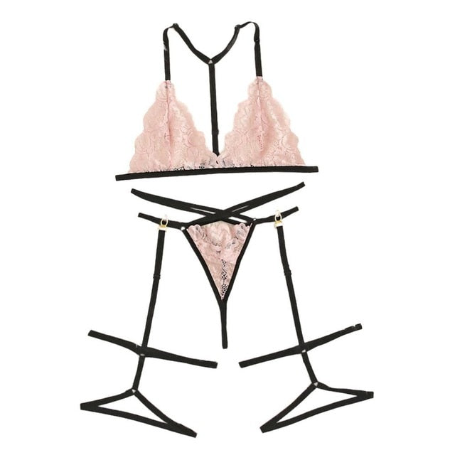 Women Lingerie Corset Lace Underwire Racy Muslin Sleepwear Underwear Tops and Briefs Fashion Sous Vetement Femme Sexy Ensemble