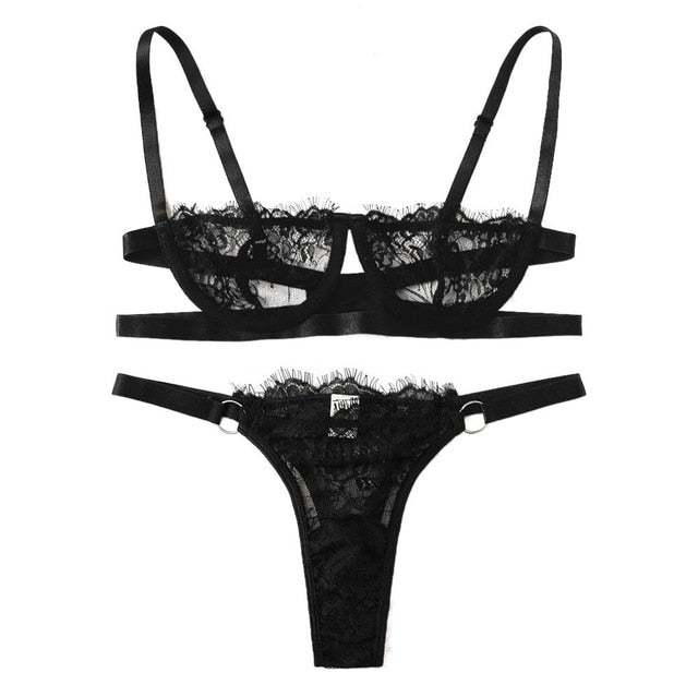 Women Lingerie Corset Lace Underwire Racy Muslin Sleepwear Underwear Tops and Briefs Fashion Sous Vetement Femme Sexy Ensemble