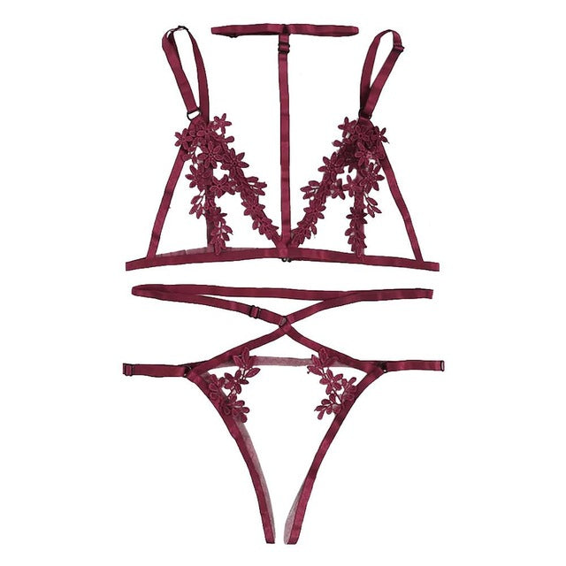 Women Lingerie Corset Lace Underwire Racy Muslin Sleepwear Underwear Tops and Briefs Fashion Sous Vetement Femme Sexy Ensemble