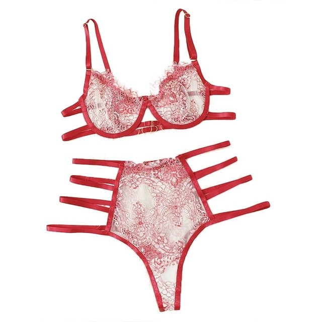 Women Lingerie Corset Lace Underwire Racy Muslin Sleepwear Underwear Tops and Briefs Fashion Sous Vetement Femme Sexy Ensemble