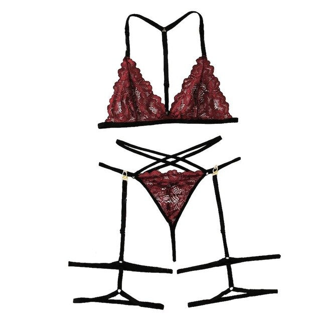 Women Lingerie Corset Lace Underwire Racy Muslin Sleepwear Underwear Tops and Briefs Fashion Sous Vetement Femme Sexy Ensemble